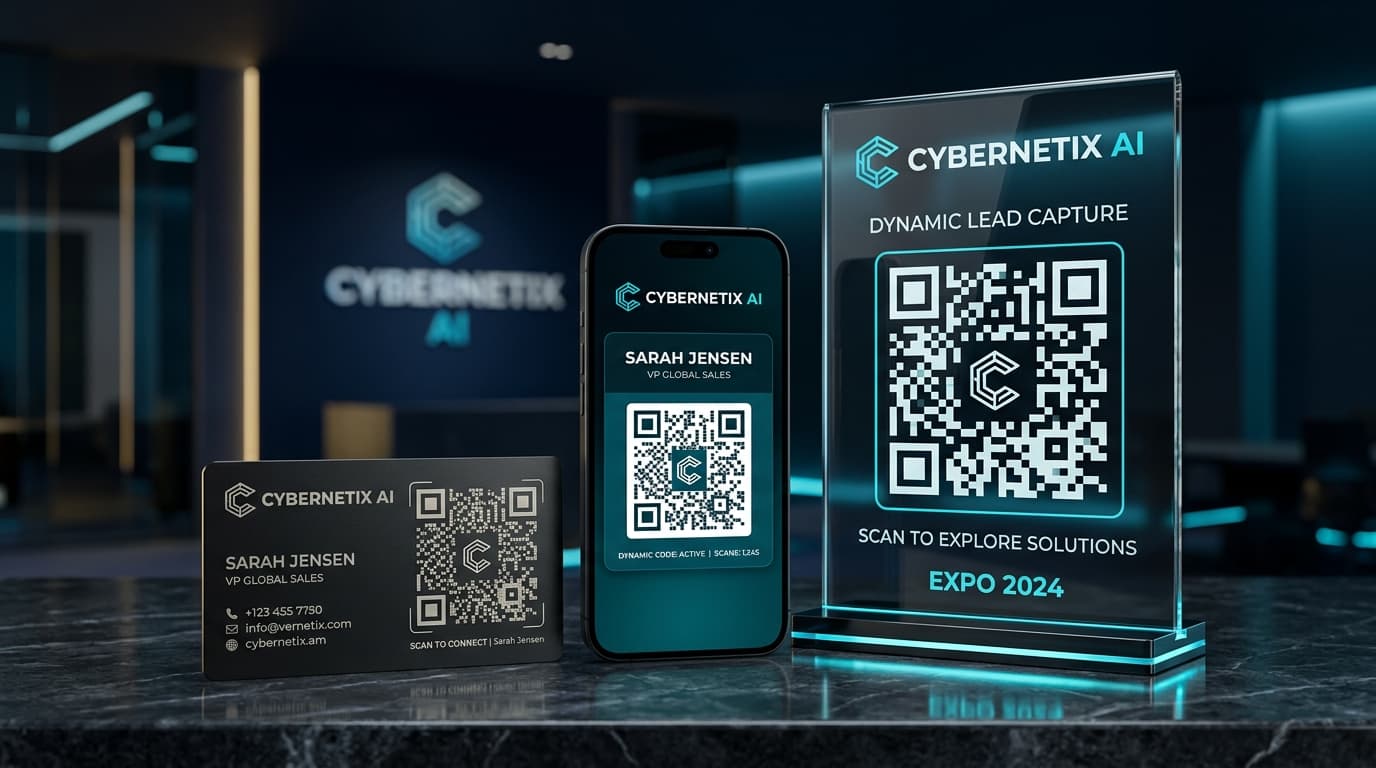 Dynamic Corporate QR Codes on Titanium Cards & Exhibition Standee